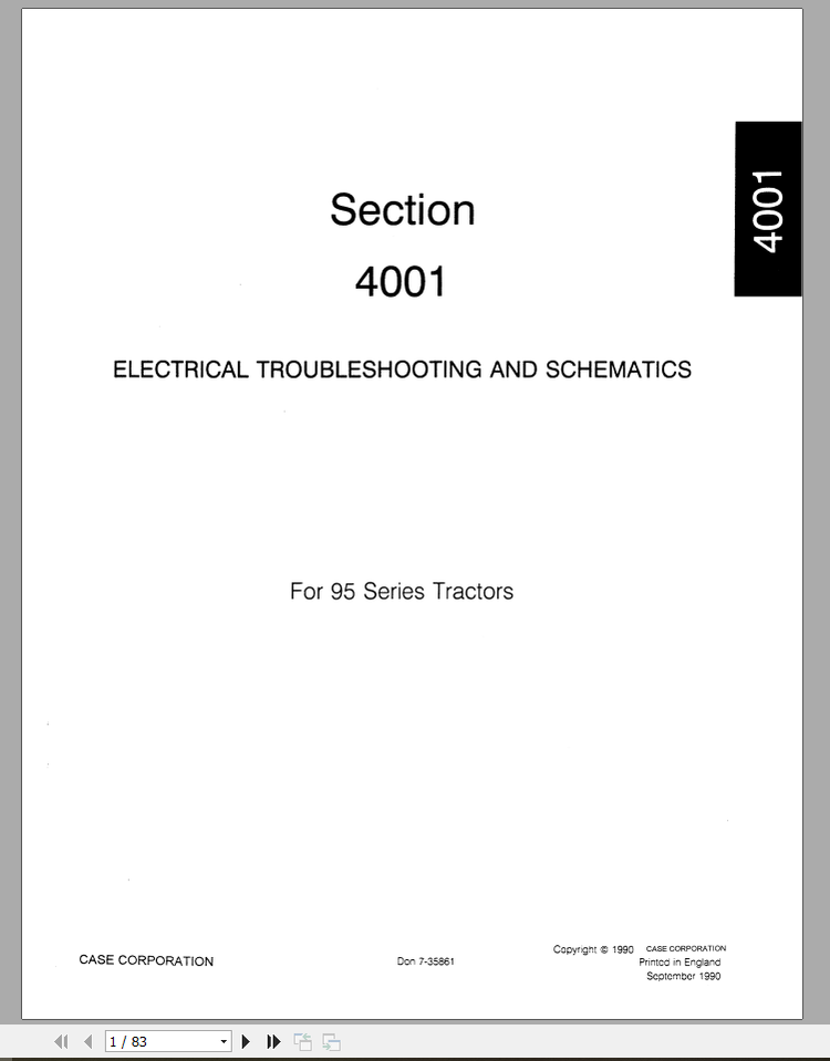 CASE Tractor 95 Electric Schematics Troubleshooting Manual 7-35861 – PDF File