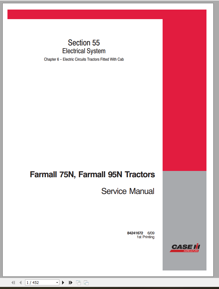 CASE TRACTOR FARMALL 75N, 95N SERVICE MANUAL - PDF FILE