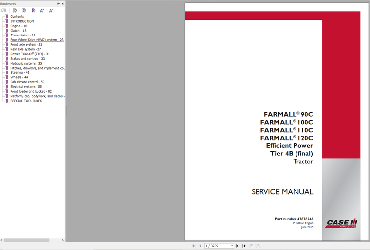 CASE TRACTOR FARMALL 90, 100, 110, 120, C EP TIER 4B SERVICE MANUAL - PDF FILE