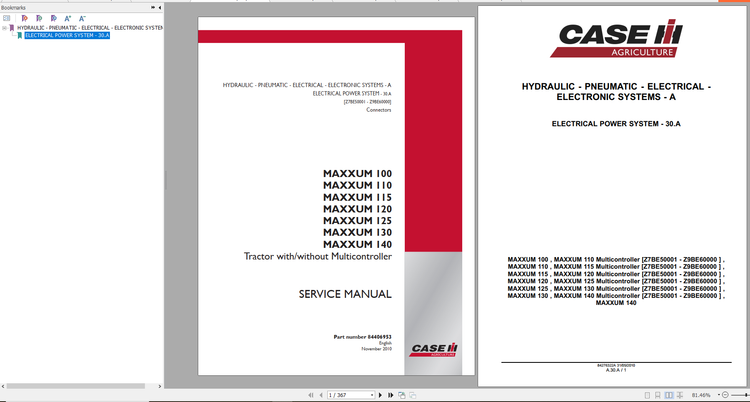 CASE TRACTOR MAXXUM 100, 110, 115, 120, 125, 130, 140 SERVICE MANUAL 47486141 - PDF FILE