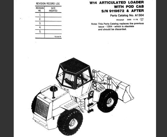 CASE W14 LOADER WITH POD CAB PARTS CATALOG MANUAL - PFD FILE