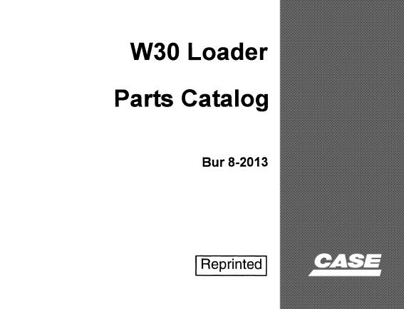 CASE W30 LOADER PARTS CATALOGUE MANUAL - PDF FILE