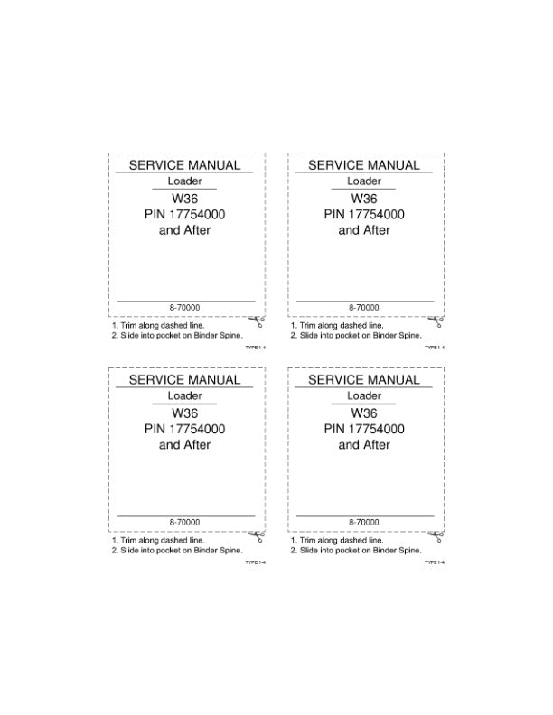 CASE W36 WHEEL LOADER SERVICE MANUAL 8-71580 PDF FILE