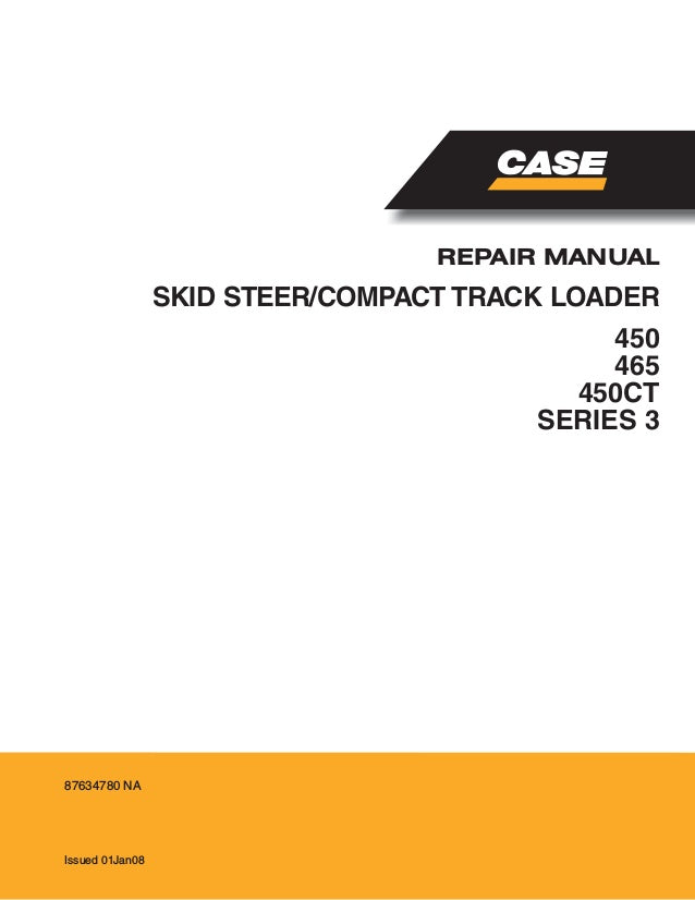 Case 450, 465, 450CT Series 3 Skid Steer & Compact Track Loader Service Repair Manual 87634780 NA – PDF Download