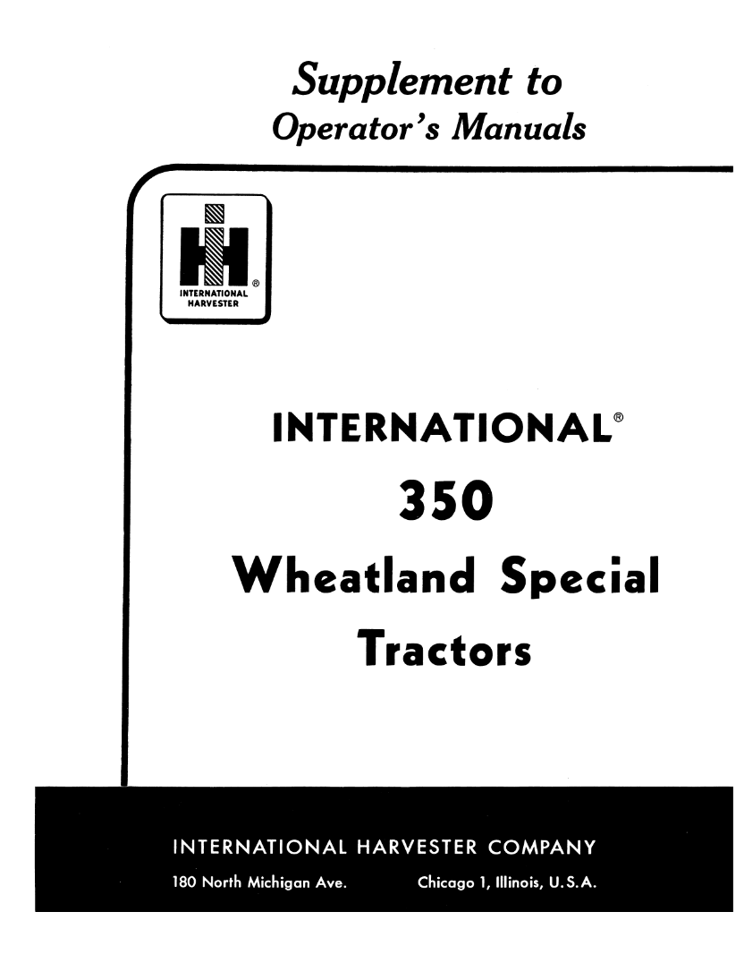 Case IH 350 Utility Tractor Operator Manual 1004494R3 PDF Download