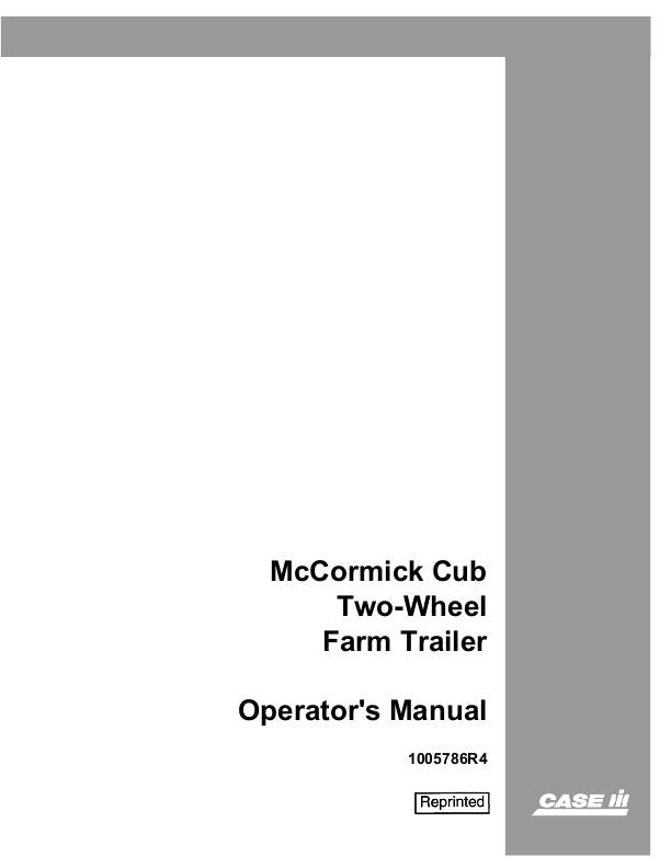Case IH McCormick 2 Wheel Cub Operator's Manual 1005786R4 - PDF File Download