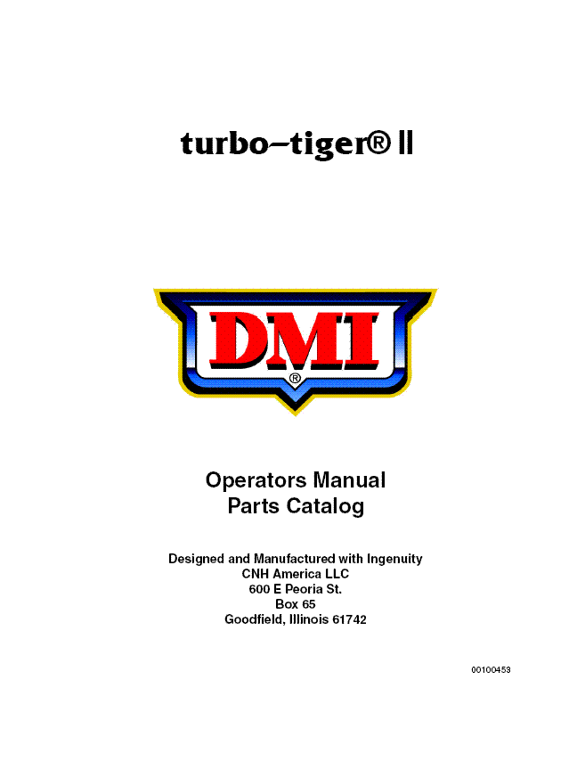 Case IH TIGER II, DMI Turbo-Tiger II, OM & PC Operator's Manual 00100453 - PDF File Download