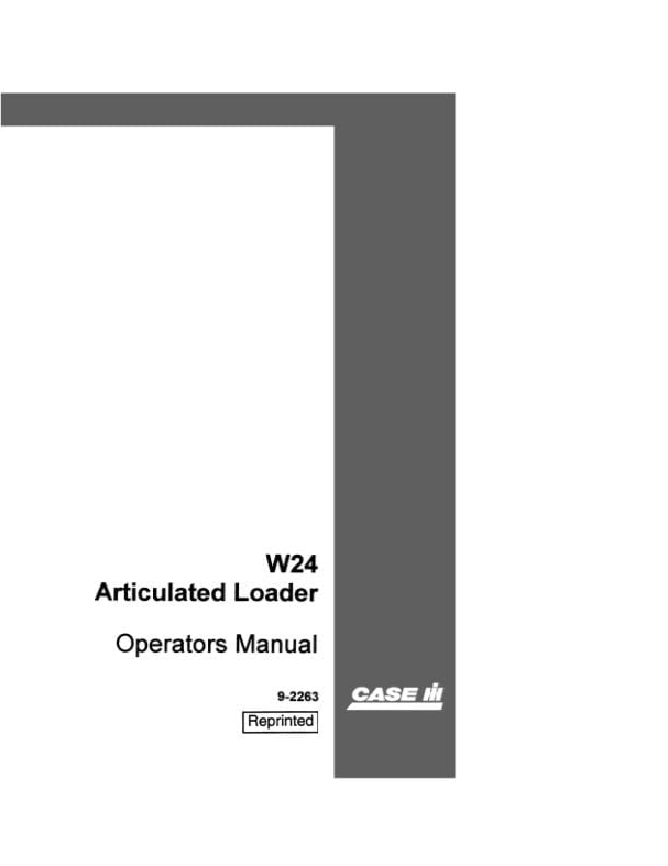 Case Articulated Loader W24 Operator Manual PDF