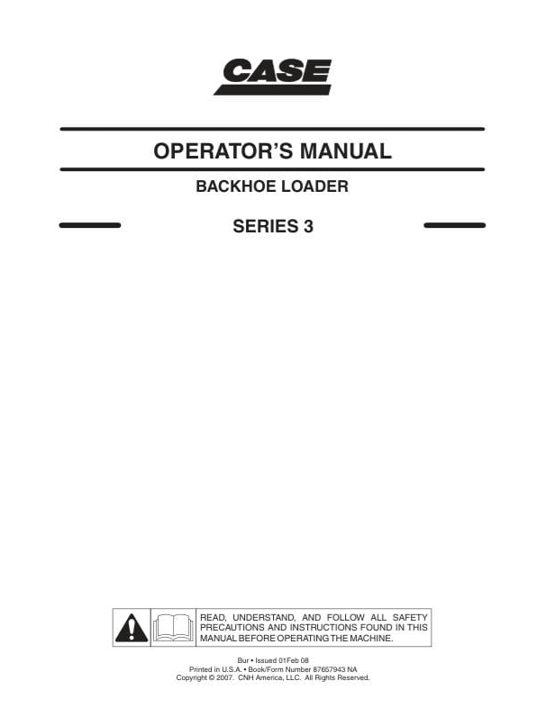 Case Backhoe Loader Series 3 Operator Manual PDF