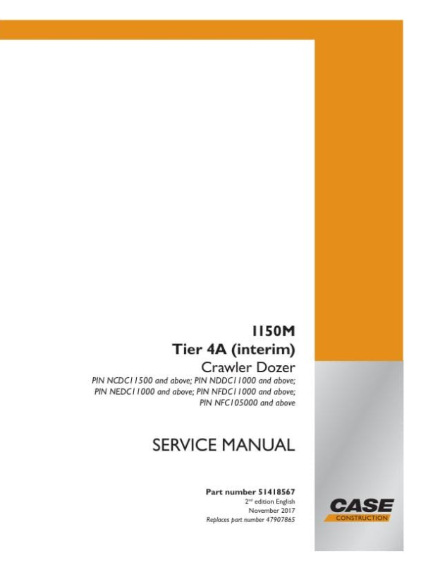 Case Crawler Dozer 1150M Tier 4A Service Manual PDF