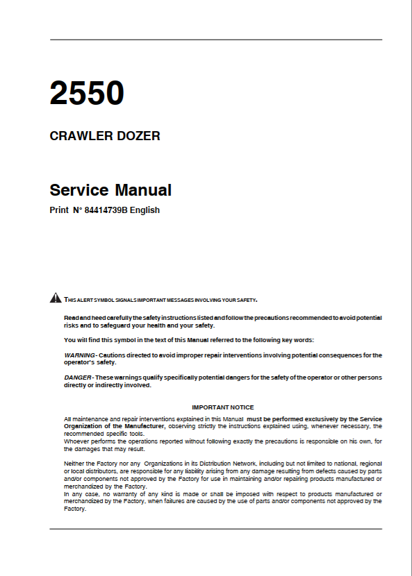 Case Crawler Dozer 2550 Service Manual PDF
