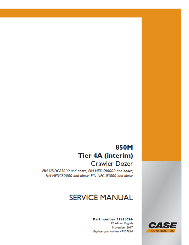 Case 850M Interim Tier 4A Crawler Dozer Service Manual PDF