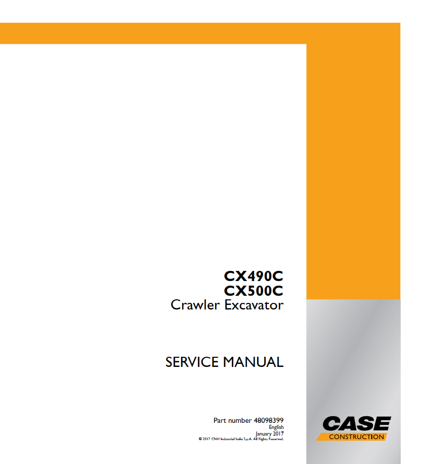 Case Crawler Excavator CX490C, CX500C Service Manual PDF