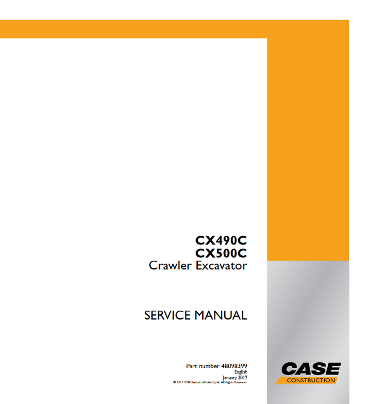 Case CX490C & CX500C Crawler Excavator Service Manual PDF