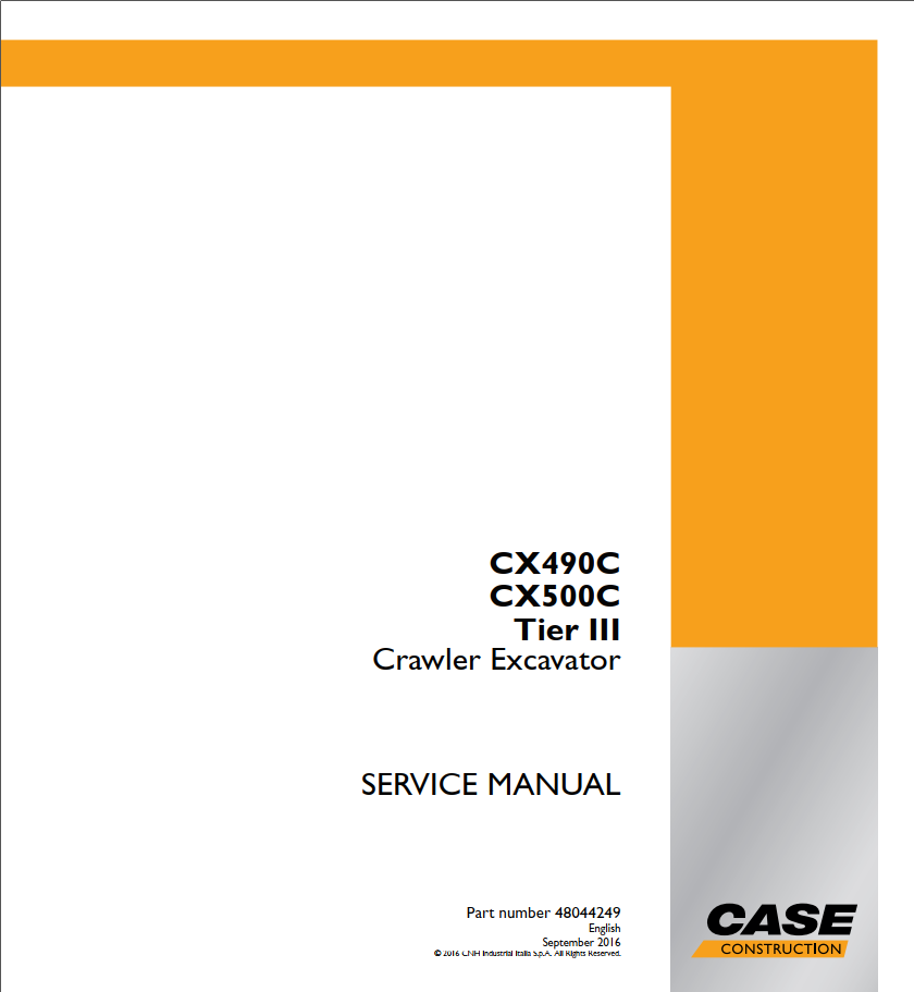 Case CX490C & CX500C Tier 3 Crawler Excavator Service Manual PDF