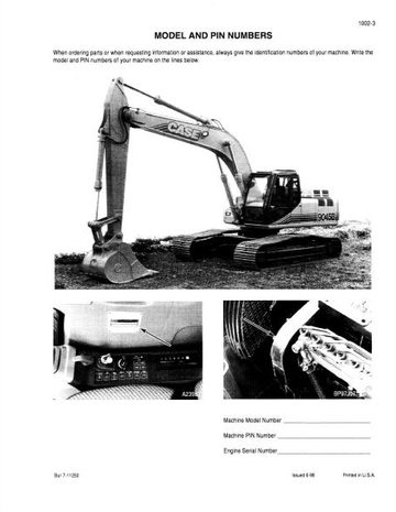 Case Excavator 9045B Service