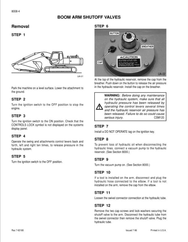 Case Excavator 9050B Service Manual PDF