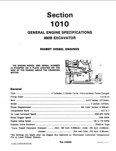 Case Excavator 980B Service Manual PDF