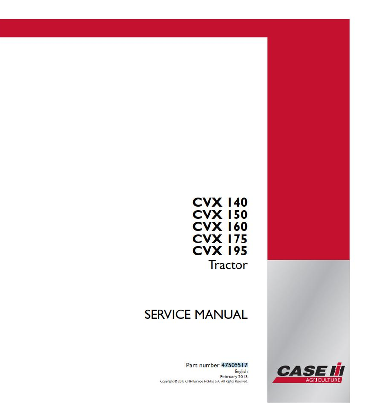 Case IH Tractor CVX140, CVX150, CVX160, CVX175, CVX195 Service Manual PDF