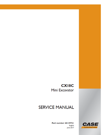 Case Mini Excavator CX18C Service