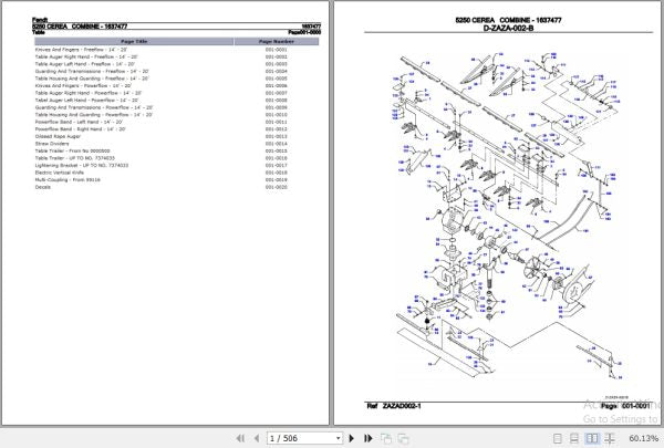FENDT COMBINE 5250 CEREA 1637477 07.2005 SPARE PARTS CATALOGUE MANUAL - PDF FILE