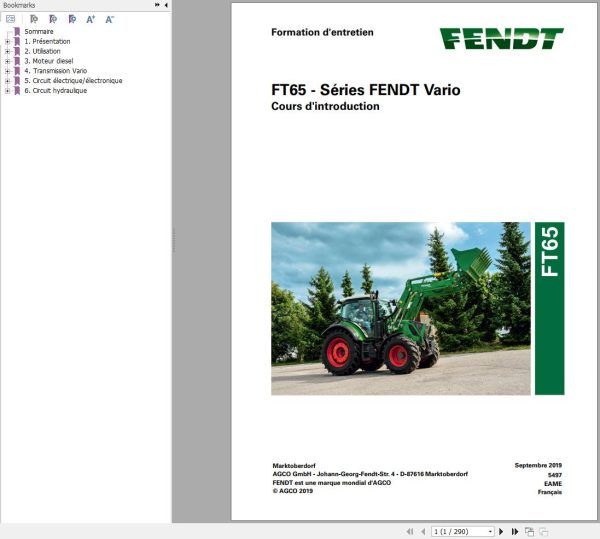 FENDT FT65 – SERIES FENDT VARIO 5497 TRAINING MANUAL - PDF FLE