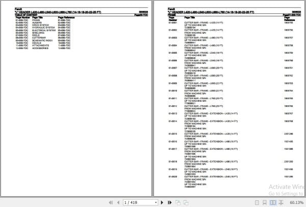 FENDT HARVESTING L HEADER L420 L480 L540 L600 L660 L760 3906028 10.2020 SPARE PARTS CATALOGUE MANUAL - PDF FILE