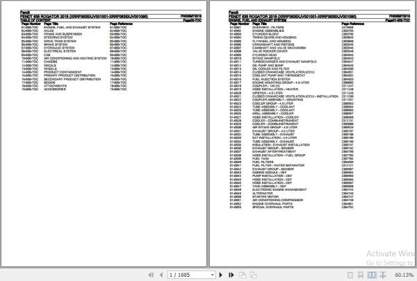 FENDT SPRAYER 635 ROGATOR FR635MY2018 2018 SPARE PARTS CATALOGUE MANUAL - PDF FILE