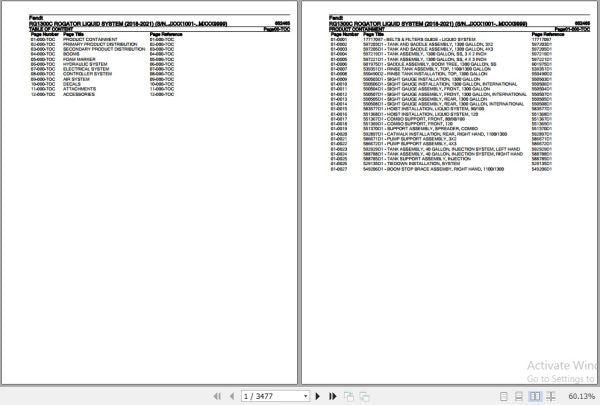 FENDT SPRAYER RG1300C ROGATOR LIQUID SYSTEM 652465 2018-2021 SPARE PARTS CATALOGUE MANUAL - PDF FILE