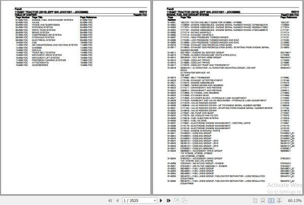 FENDT TRACTOR 1154MT 652210 2018 SPARE PARTS CATALOGUE MANUAL - PDF FILE