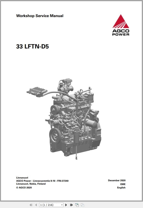 FENDT TRACTOR 200 VARIO S GEN3 VIN 286 - 298 SERVICE AND DIAGRAM MANUAL - PDF FILE