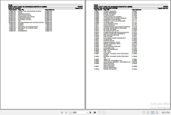 FENDT TRACTOR 207V VARIO S3 F232000 01.2020 SPARE PARTS CATALOGUE MANUAL - PDF FILE