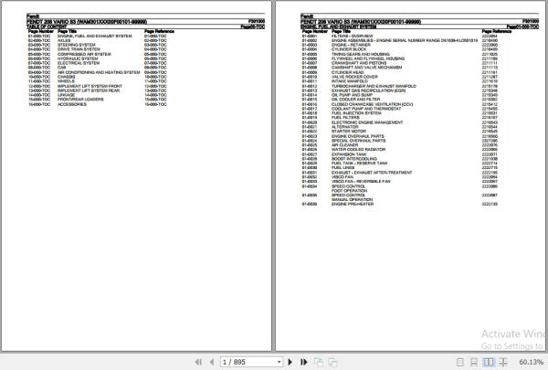 FENDT TRACTOR 208 VARIO S3 F301000 06.2020 SPARE PARTS CATALOGUE MANUAL - PDF FILE