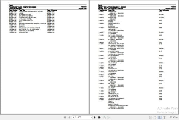 FENDT TRACTOR 209 VARIO F332000 06.2020 SPARE PARTS CATALOGUE MANUAL - PDF FILE