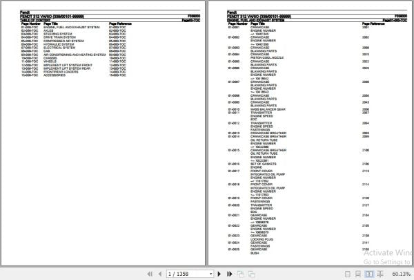 FENDT TRACTOR 312 VARIO F339000 06.2020 SPARE PARTS CATALOGUE MANUAL - PDF FILE