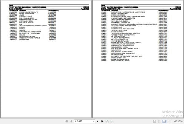 FENDT TRACTOR 314 GEN 4 F354000 09.2020 SPARE PARTS CATALOGUE MANUAL - PDF FILE