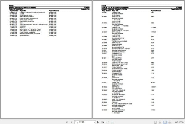 FENDT TRACTOR 722 SCR F736000 10.2020 SPARE PARTS CATALOGUE MANUAL - PDF FILE