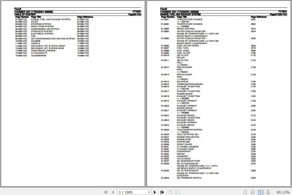 FENDT TRACTOR FARMER 307 F170001 11.2018 SPARE PARTS CATALOGUE MANUAL - PDF FILE