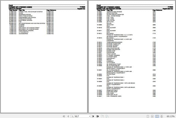 FENDT TRACTOR FARMER 307 F175000 11.2018 SPARE PARTS CATALOGUE MANUAL - PDF FILE