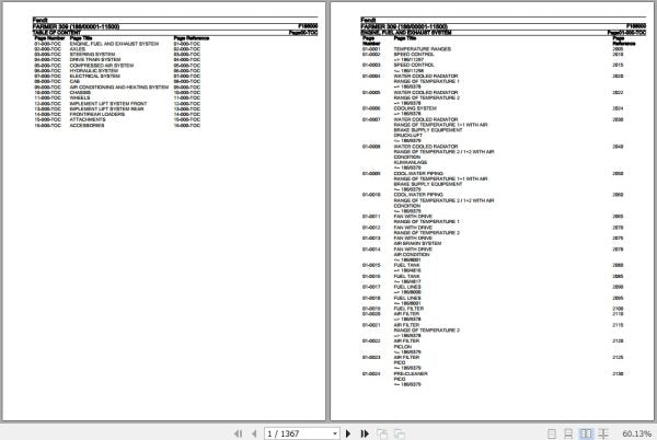 FENDT TRACTOR FARMER 309 F186000 11.2018 SPARE PARTS CATALOGUE MANUAL - PDF FILE