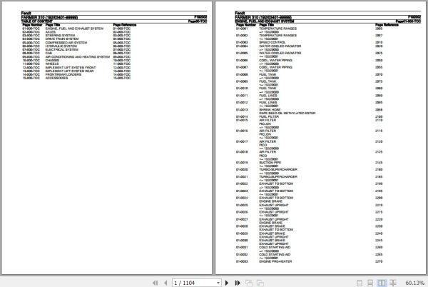 FENDT TRACTOR FARMER 310 F192002 11.2018 SPARE PARTS CATALOGUE MANUAL - PDF FILE