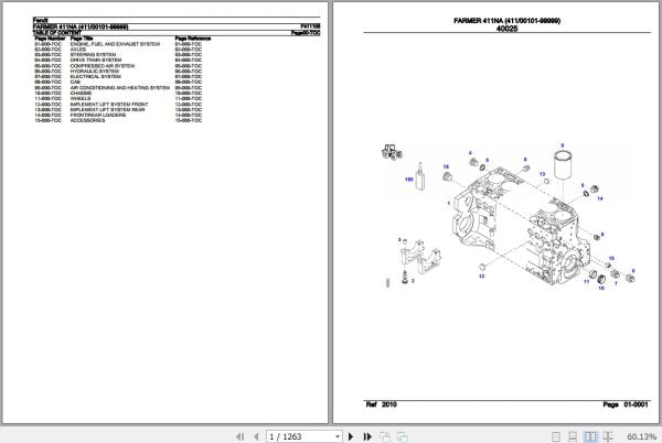 FENDT TRACTOR FARMER 411NA F411105 01.2019 SPARE PARTS CATALOGUE MANUAL - PDF FILE