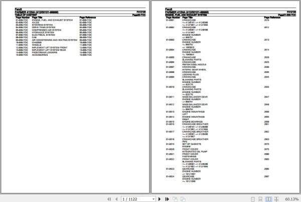 FENDT TRACTOR FARMER 412NA F412105 01.2019 SPARE PARTS CATALOGUE MANUAL - PDF FILE