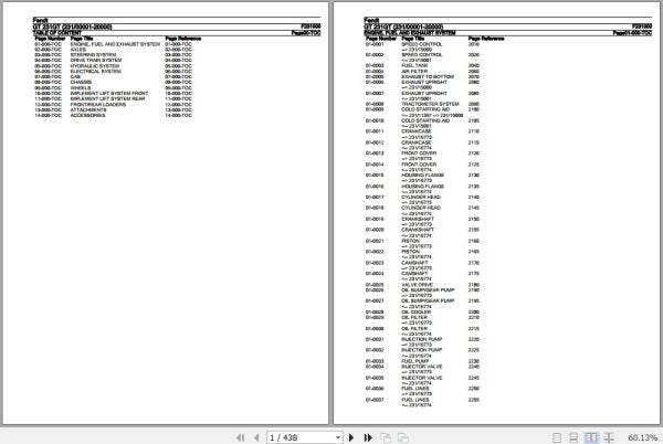 FENDT TRACTOR GT 231GT F231000 11.2018 SPARE PARTS CATALOGUE MANUAL - PDF FILE
