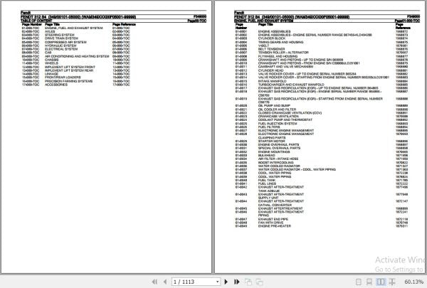 FENDT TRACTOR 312 S4 F349000 06.2020 SPARE PARTS CATALOGUE MANUAL - PDF FILE