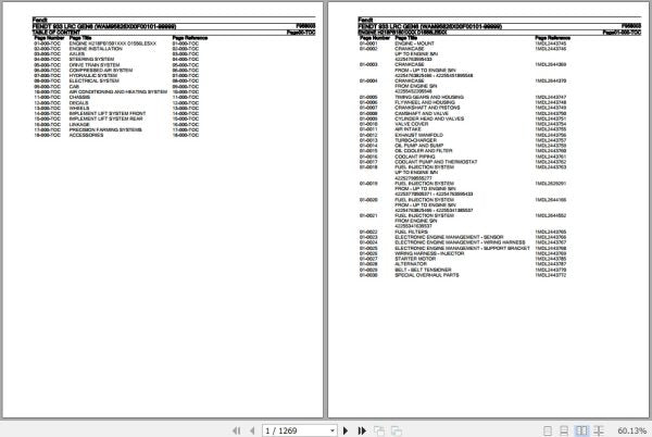 FENDT TRACTOR 933 LRC GEN6 F958003 06.2020 SPARE PARTS CATALOGUE MANUAL - PDF FILE