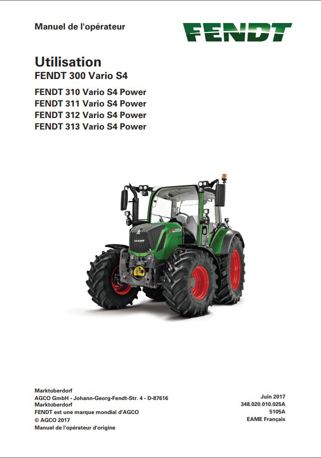 Fendt 310 311 312 313 Vario S4 Power Profi Operator Workshop and Diagram Manual 5108 PDF