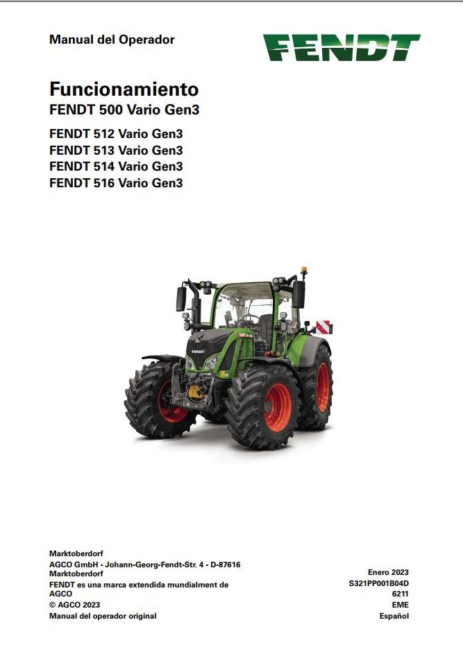 Fendt 512 513 514 516 Vario Gen3 Operating Manual 6211 PDF