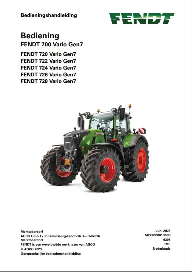 Fendt 720 722 724 726 728 Vario Gen7 Operator Workshop and Diagram Manual PDF
