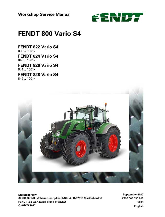 Fendt 800 Vario S4 Tractor Workshop Service Manual 72655398 PDF